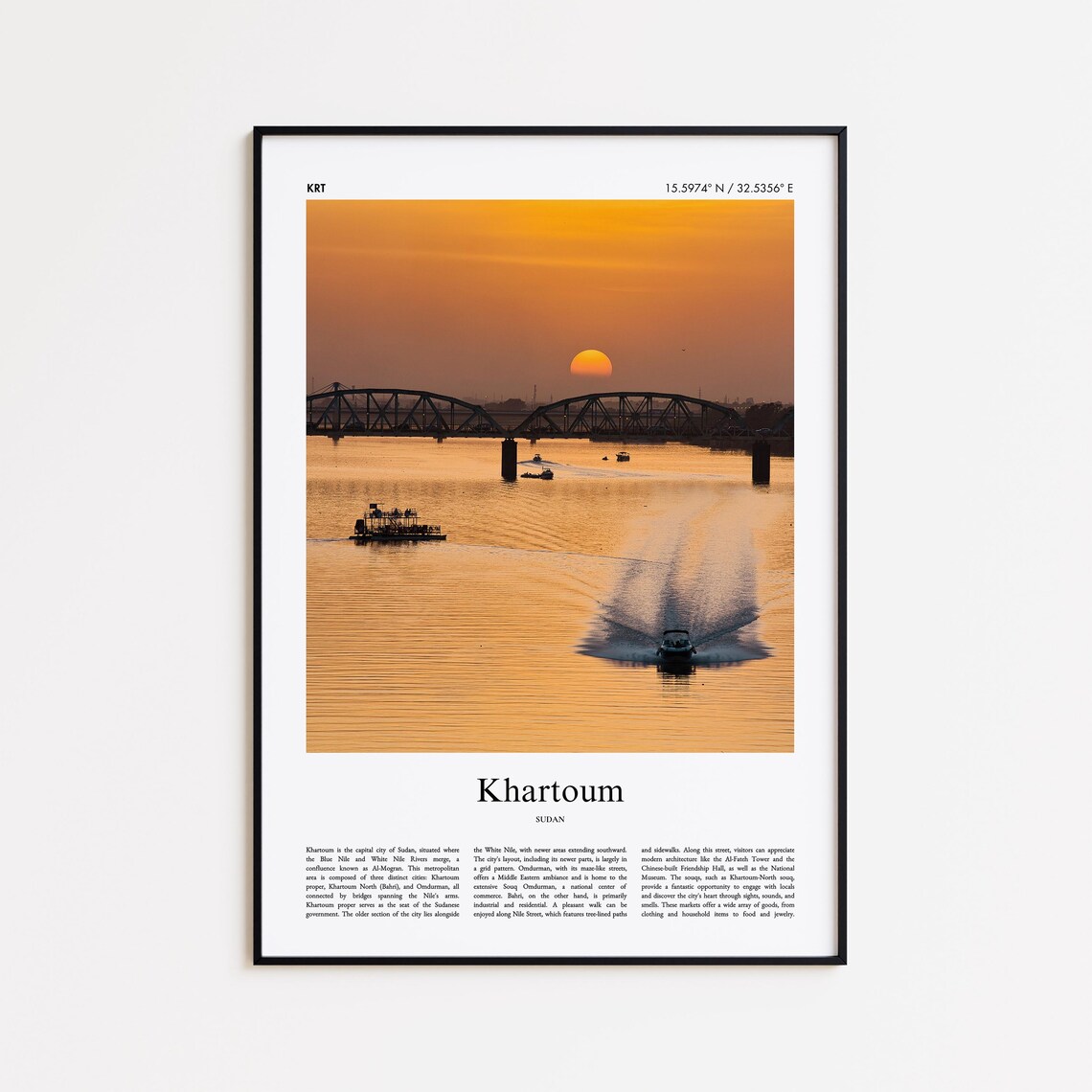 Khartoum Color Travel Poster, Minimal City View
