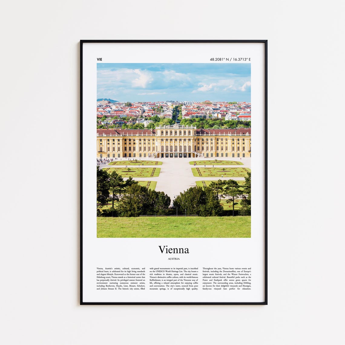 Vienna Austria Schonbrunn Palace Gardens Color Travel Photo Poster
