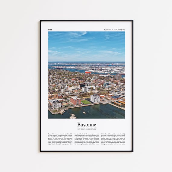 Bayonne Color Print Real Photo Poster Travel Gift New Jersey United States Usa Minimal City