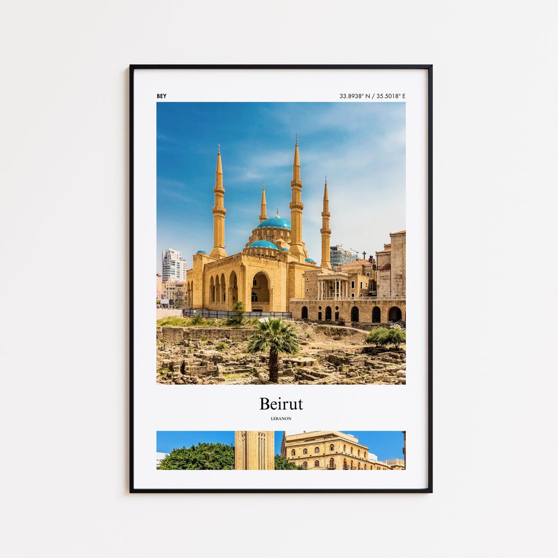 Beirut Lebanon Mohammad Al-Amin Mosque Blue Domes Landmark Poster