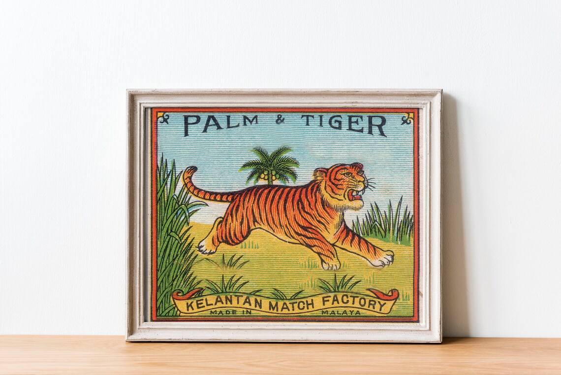 Vintage Palm and Tiger Matchbook Label Art Print - Image 2