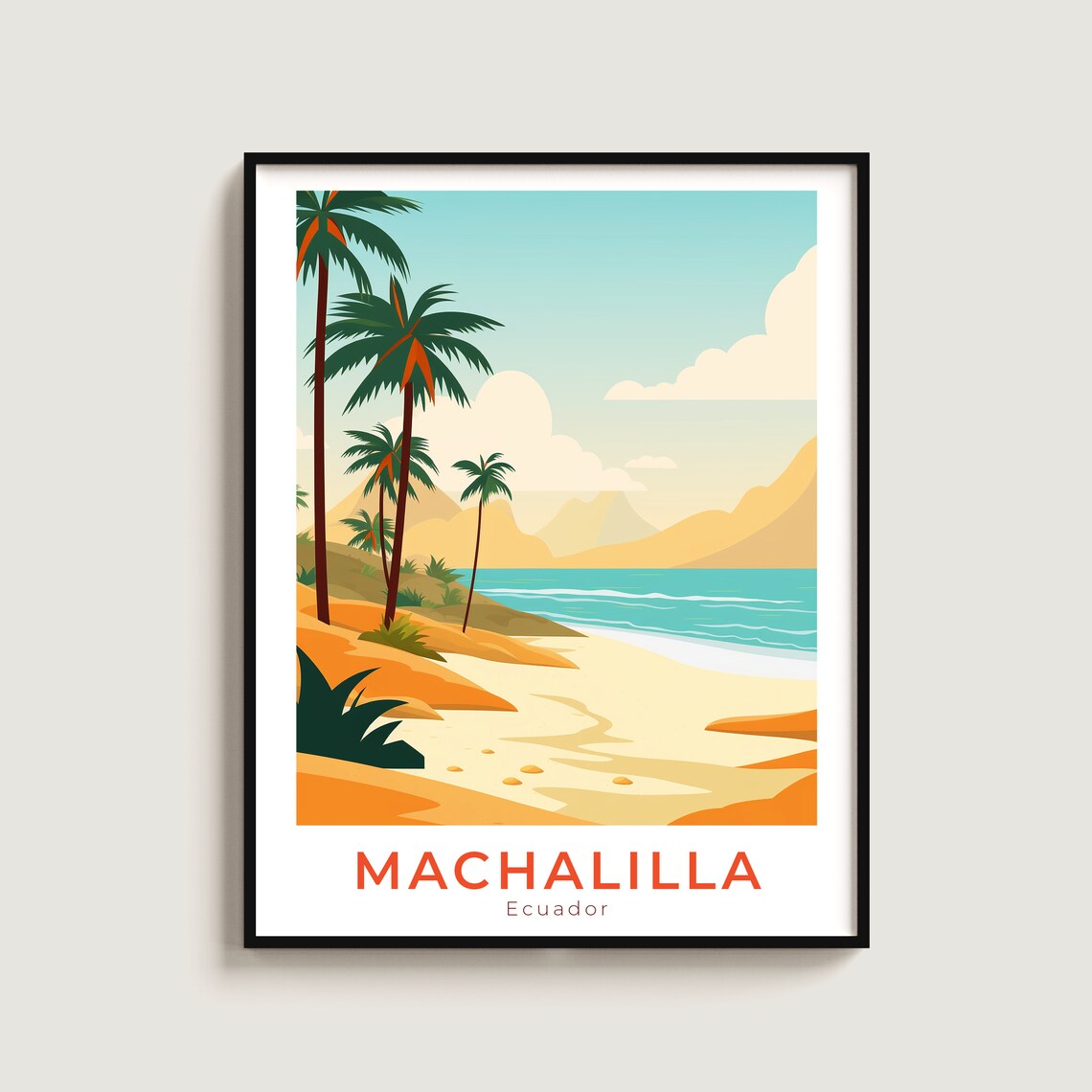 Machalilla Travel Poster Wall Art Gift Ecuador Print Home Decor Lovers Hanging