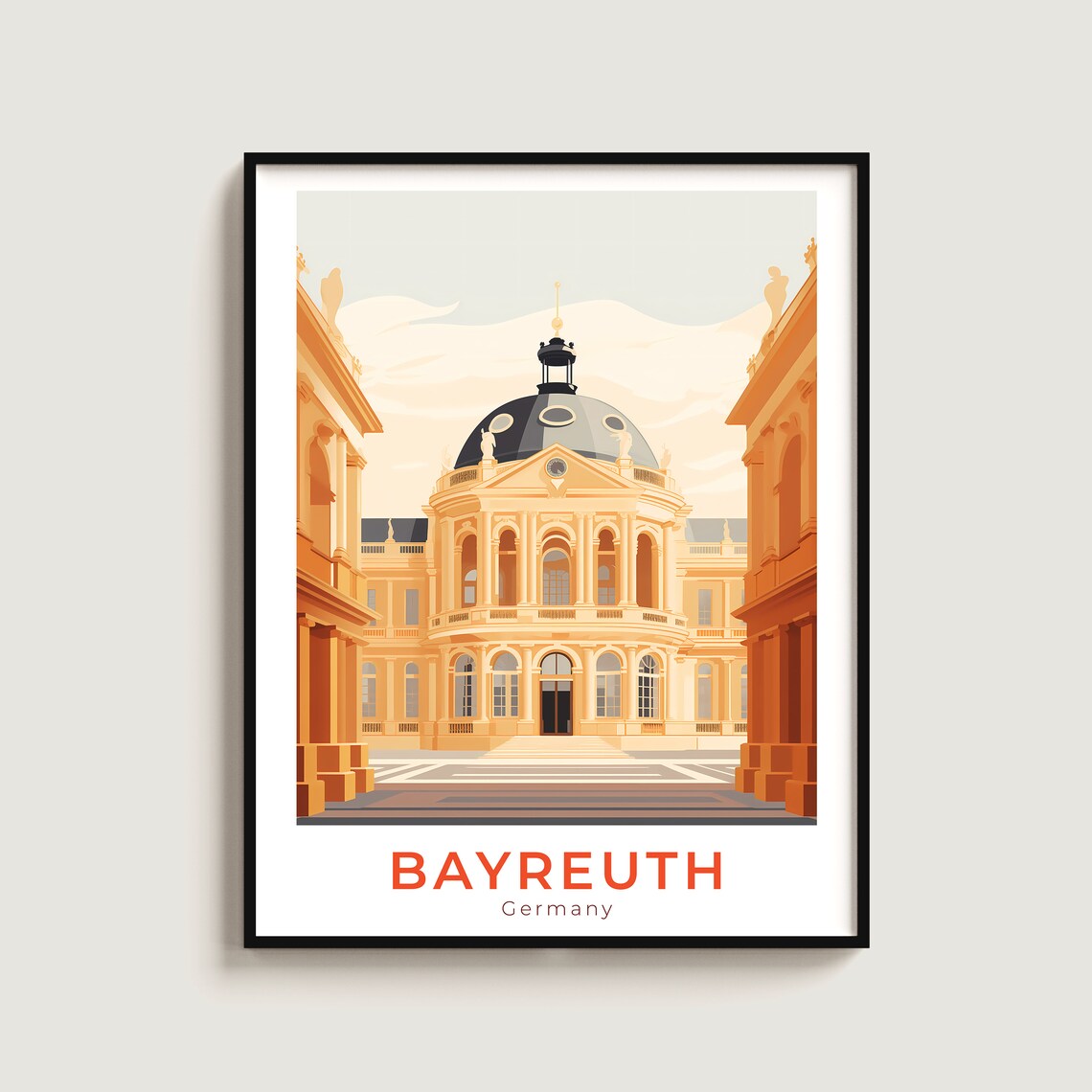 Bayreuth Baroque Opera House Facade Illustrated Travel Poster