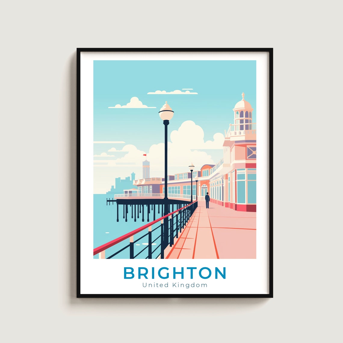 Brighton United Kingdom Seaside Pier Promenade Travel Poster