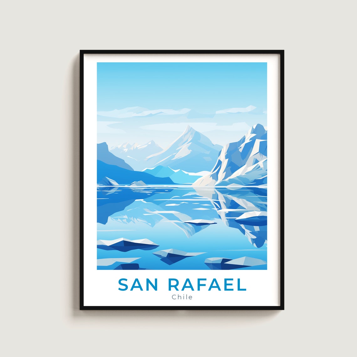 San Rafael Chile Glacier Lagoon Blue Ice Mountain Travel Poster