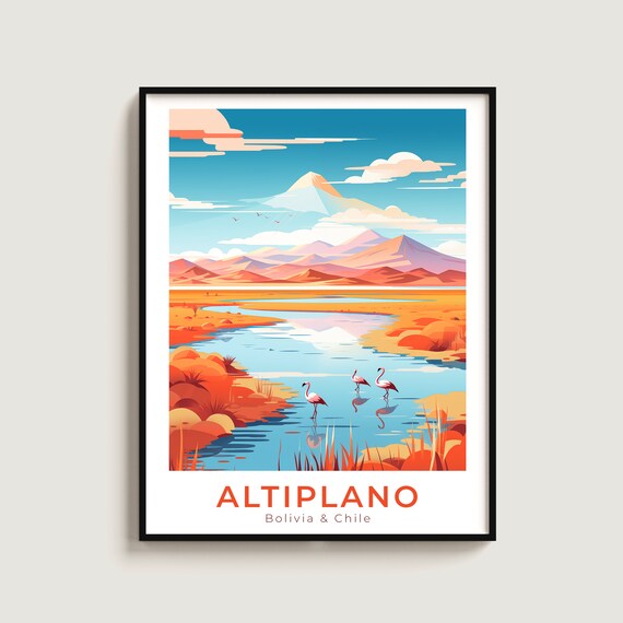 Altiplano Travel Poster Wall Art Gift Bolivia Chile Print Home Decor Lovers Hanging