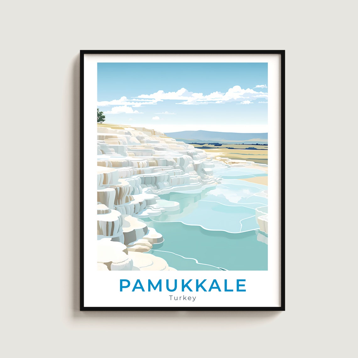 Pamukkale Turkey Travertine Terraces Thermal Pools White Cliffs Poster