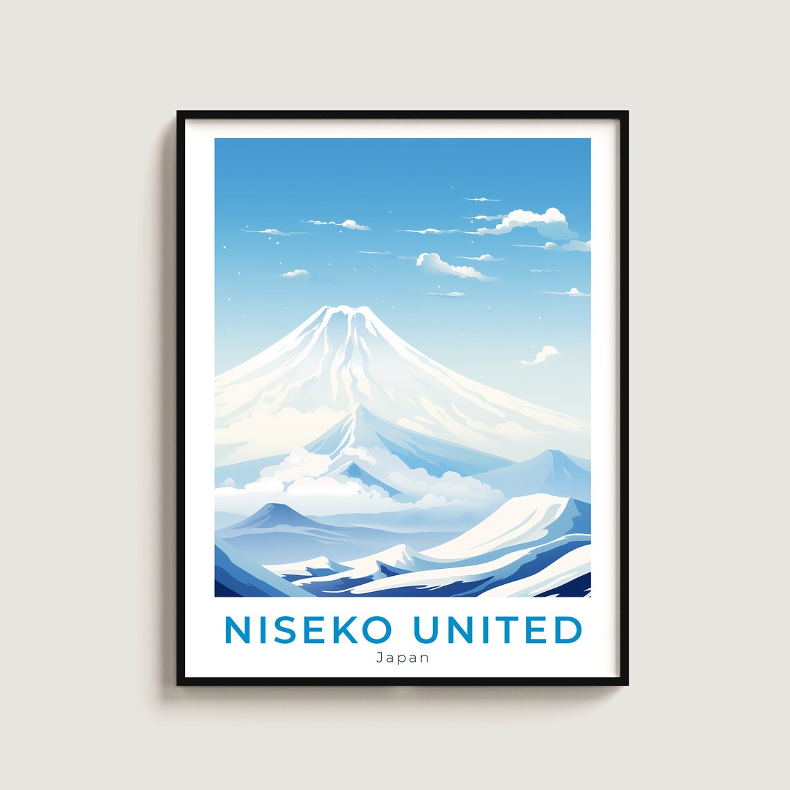 Niseko United Japan Snowy Volcano Peak Ski Resort Travel Poster