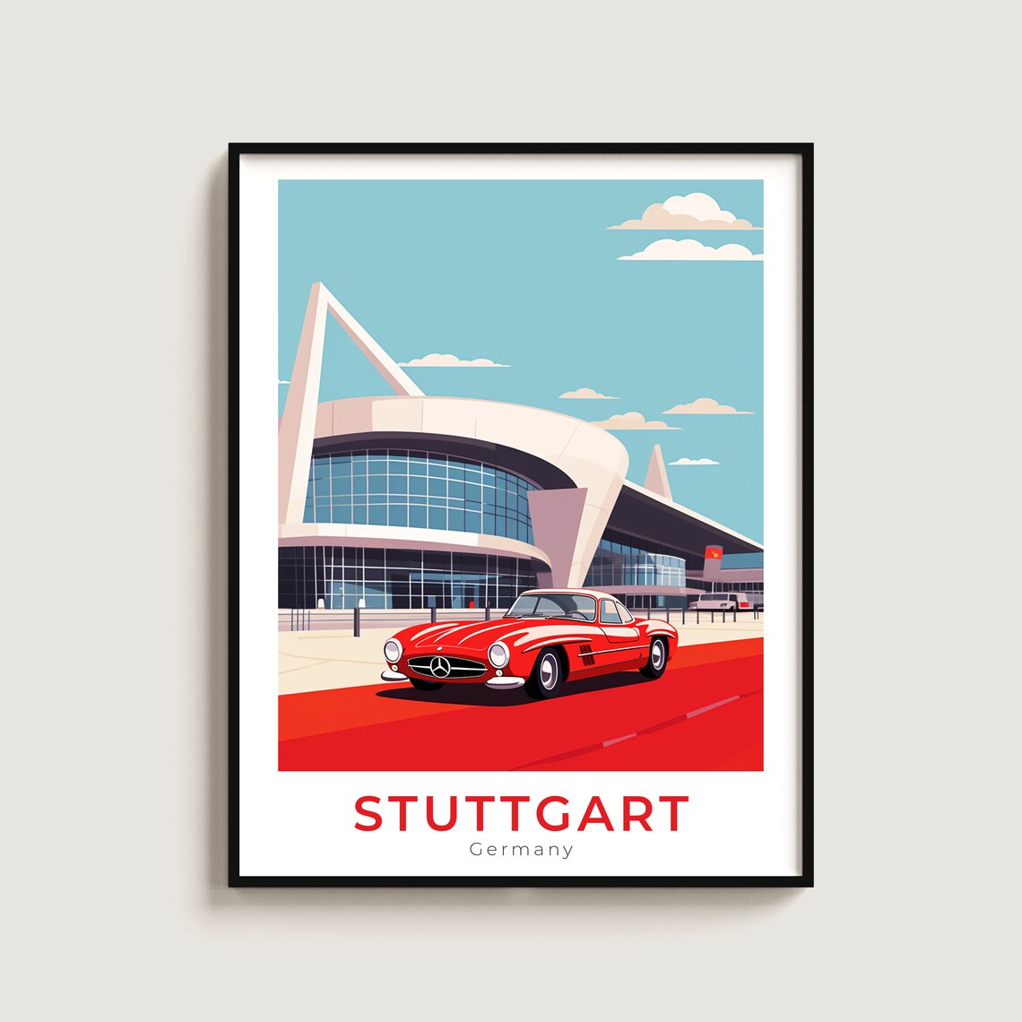 Red Mercedes Benz 300 SL Classic Sports Car Museum Automotive Poster