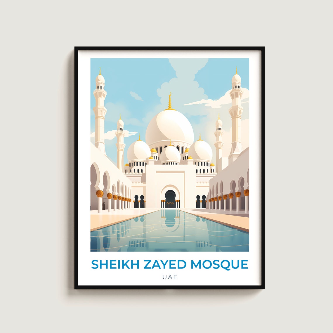Sheikh Zayed Mosque UAE Grand White Mosque Reflecting Pool Poster