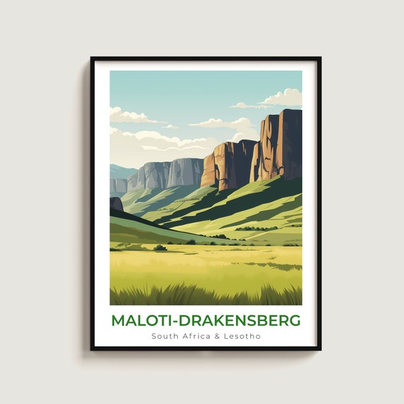 Malotidrakensberg Travel Print Wall Art Gift South Africa Lesotho Poster Home Decor Lovers Hanging