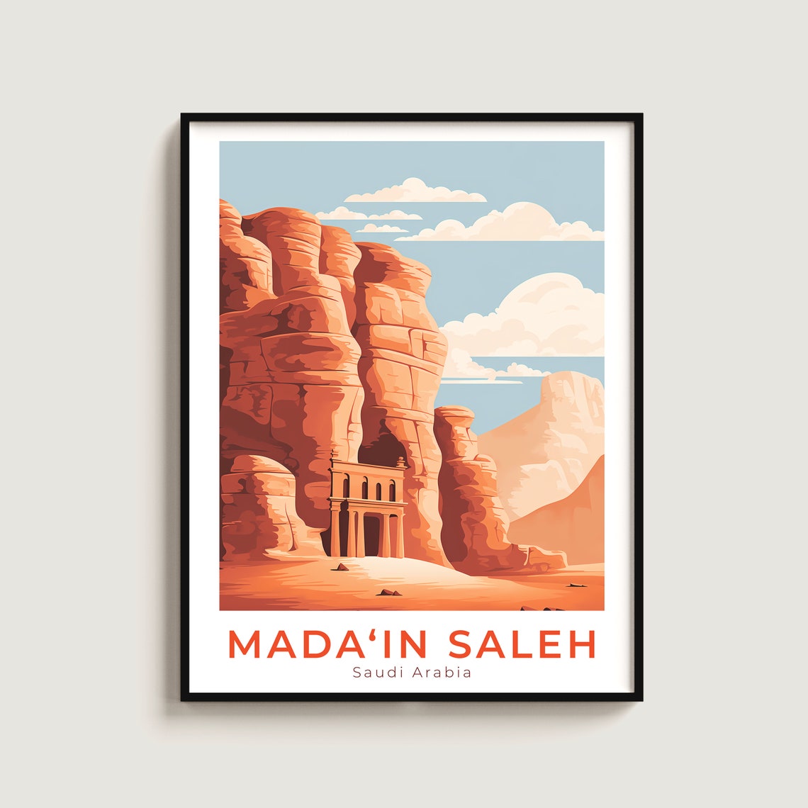 Madain Saleh Saudi Arabia Ancient Rock Tomb Desert Travel Poster