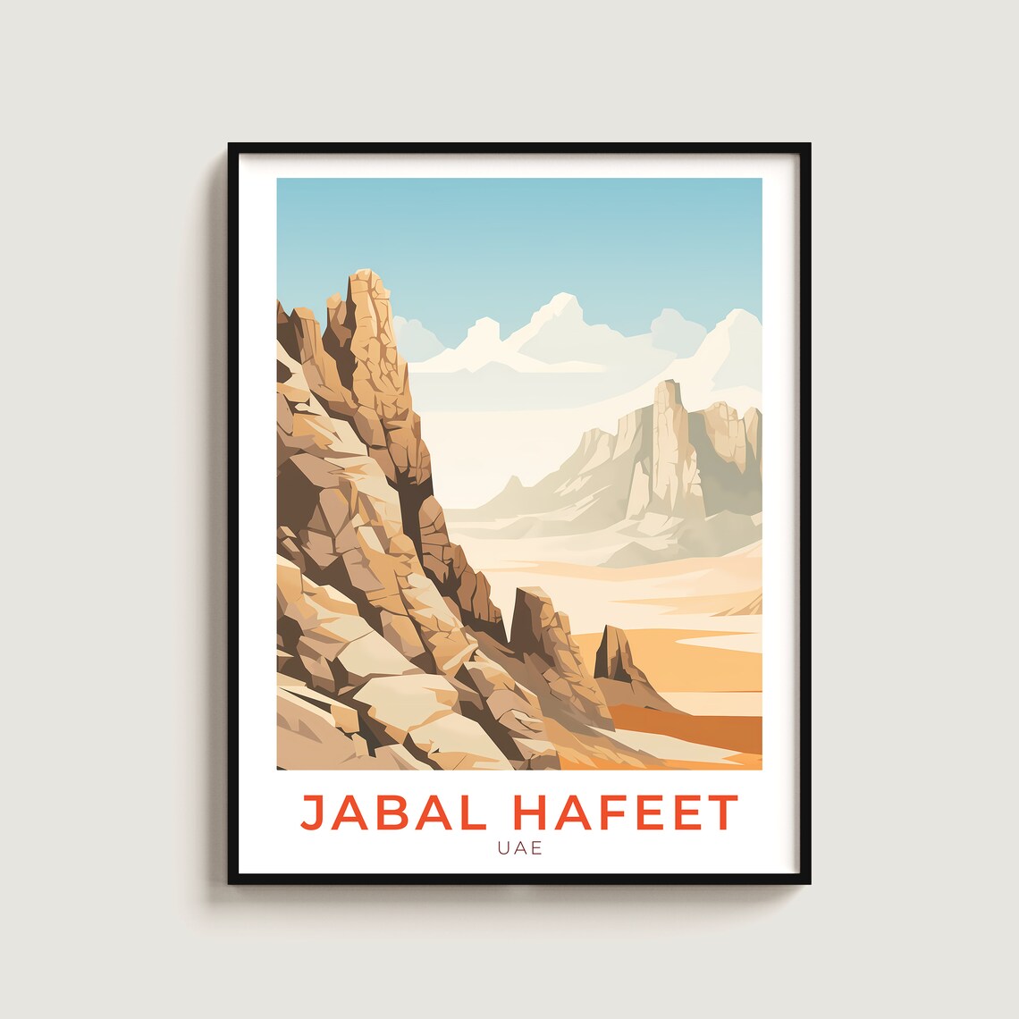 Jabal Hafeet UAE Rugged Desert Mountain Peaks Morning Travel Poster