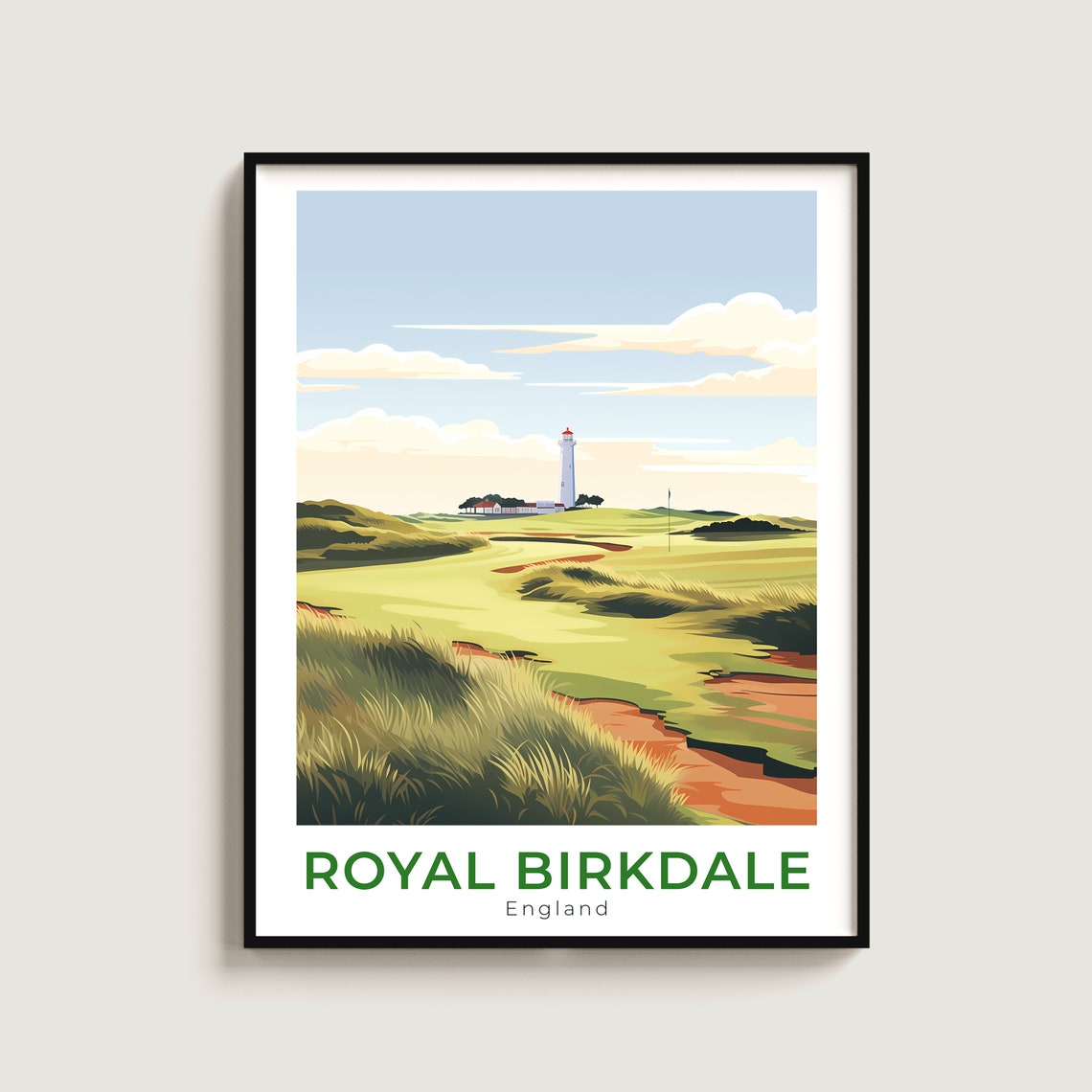Royal Birkdale England Links Golf Course Lighthouse Travel Poster