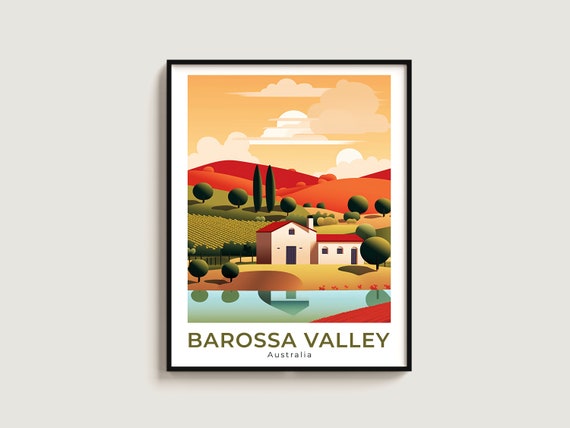 Barossa Valley Travel Poster Wall Art Gift Australia Print Home Decor Lovers Hanging