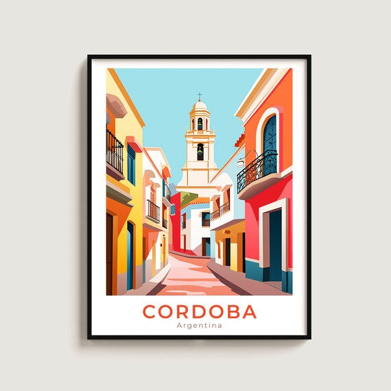 Cordoba Travel Poster Wall Art Gift Argentina Print Home Decor Lovers Hanging