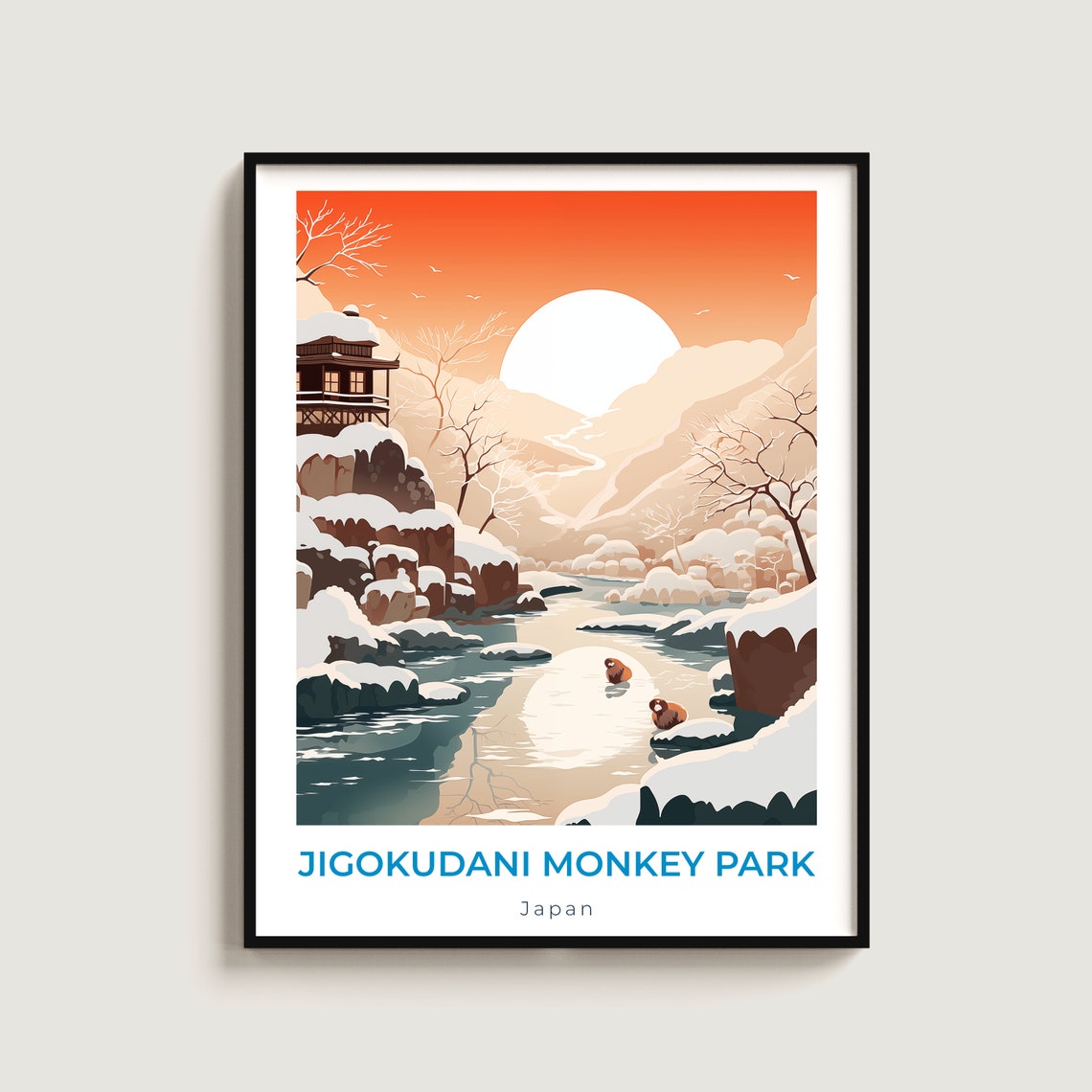 Jigokudani Monkey Park Japan Snow Monkeys Hot Spring Winter Poster