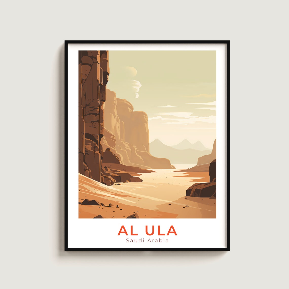 Al Ula Saudi Arabia Desert Canyon Sandstone Cliffs Oasis Travel Poster