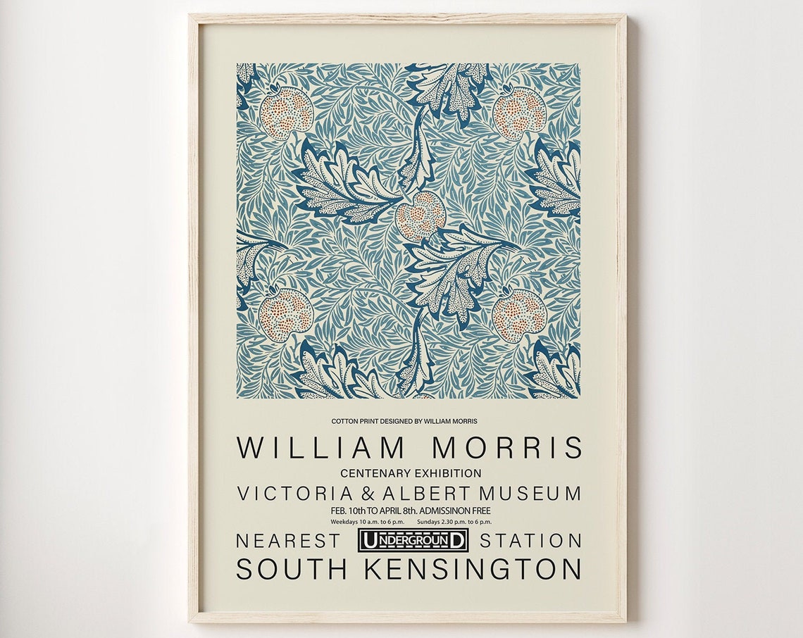 William Morris Centenary Exhibition V And A Museum Vintage Poster