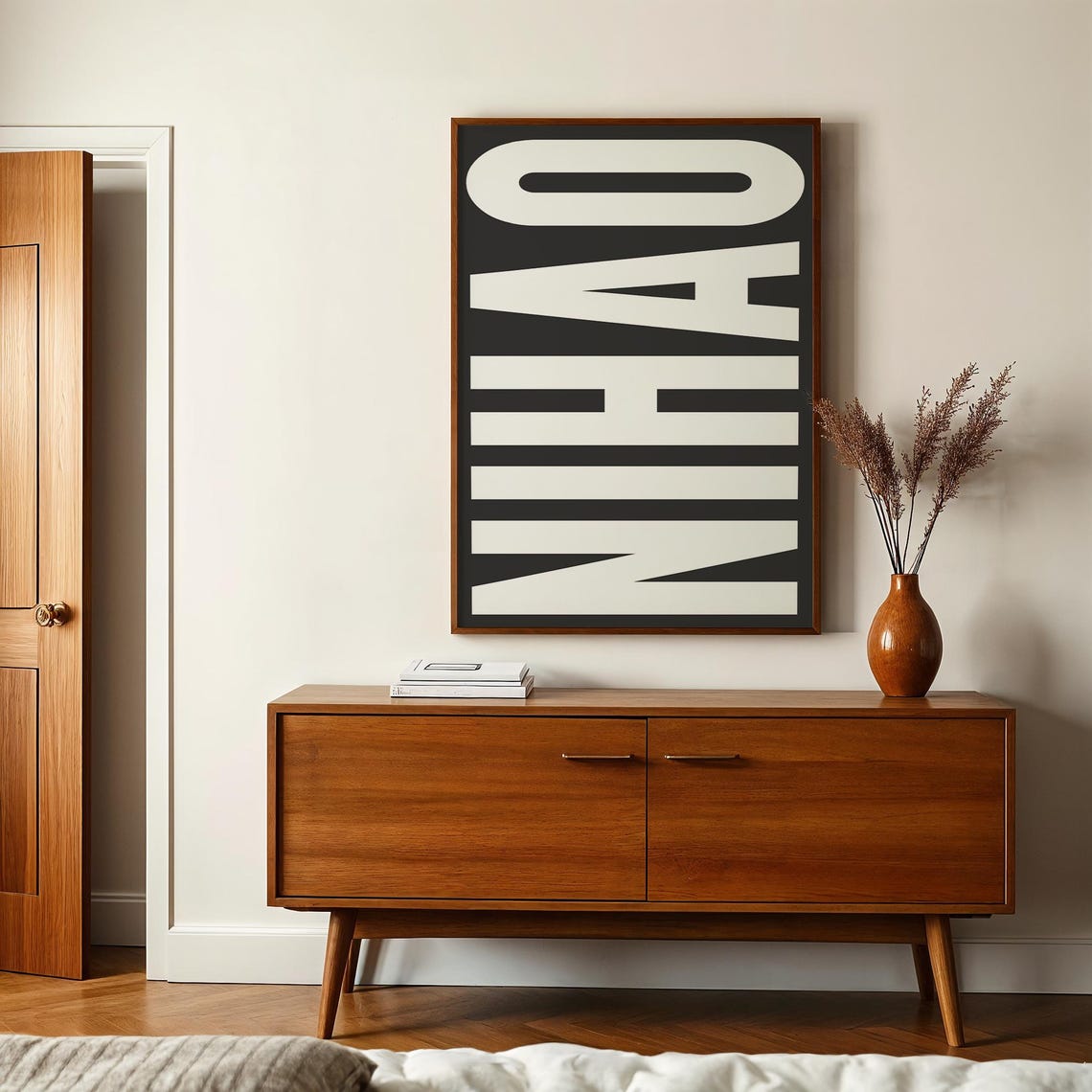 Nihao Chinese Hello Bold Black and White Oversized Typography Poster - Image 2