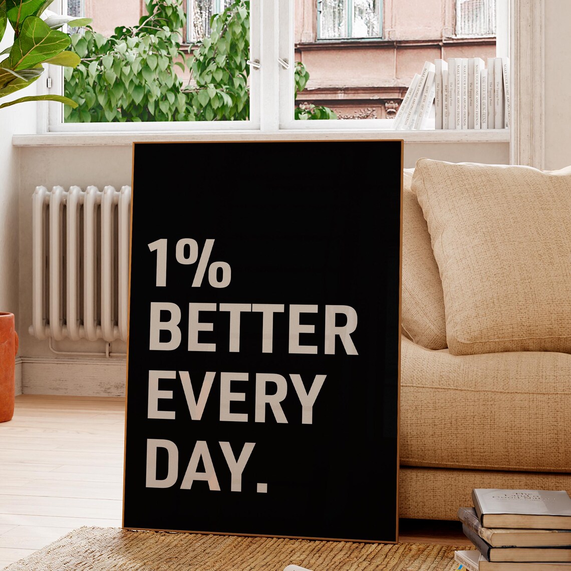 1 Better Every Day Motivational Poster Black White Office Gym Wall Art