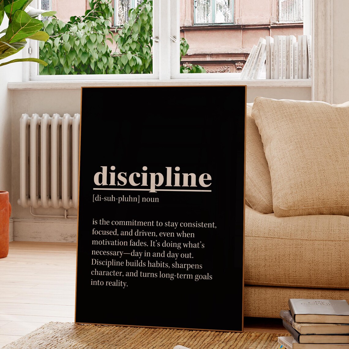Discipline Motivation Office Art Print, Gym Quote