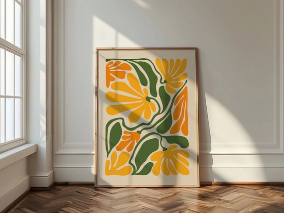 Abstract Botanical Flowers Large Wall Art Print