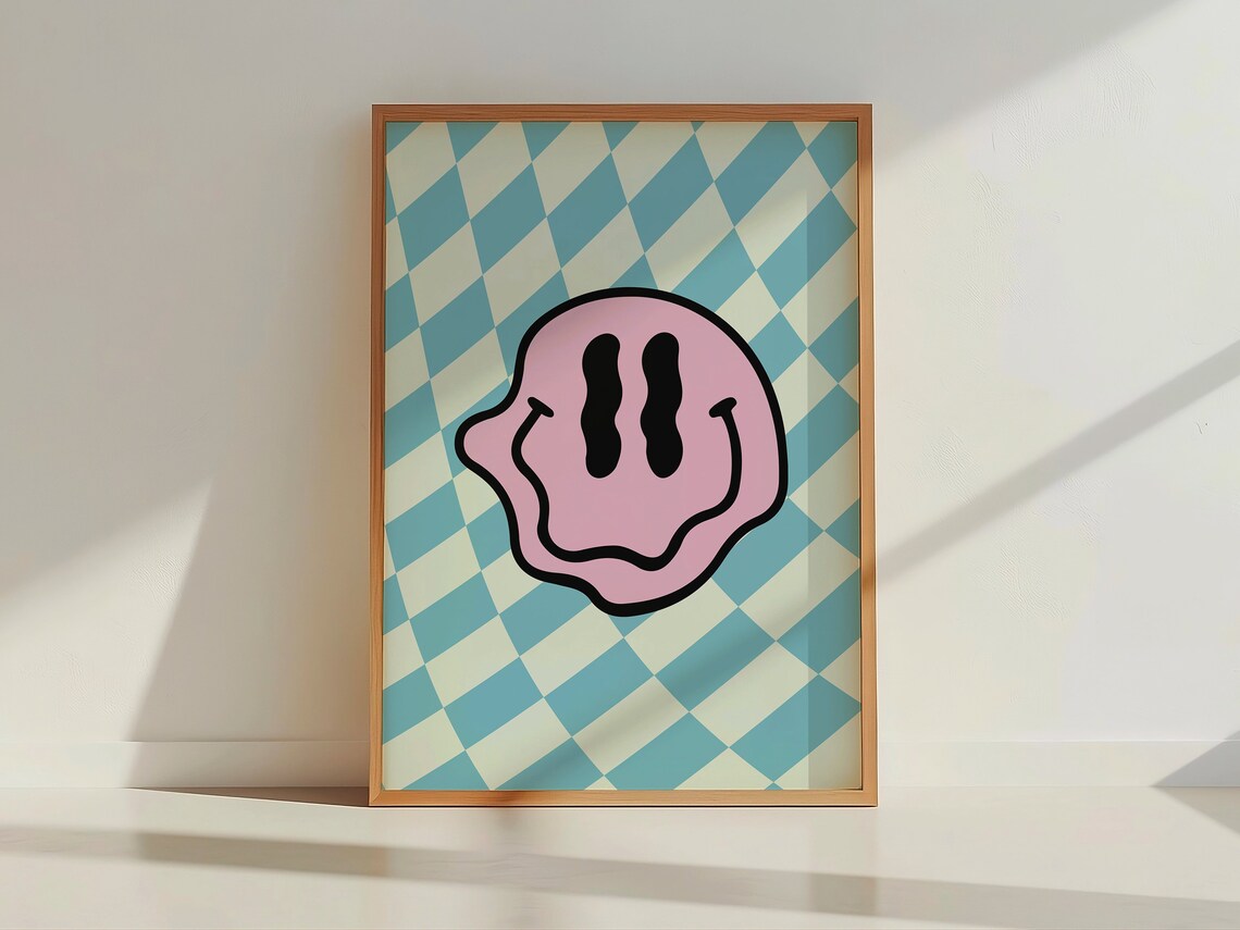 Melted Smiley Retro Smiley Face Art Print