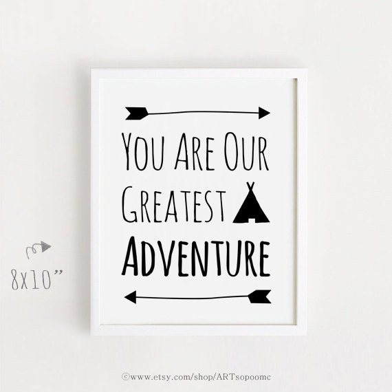 Greatest Adventure Nursery Art Print, Black And White