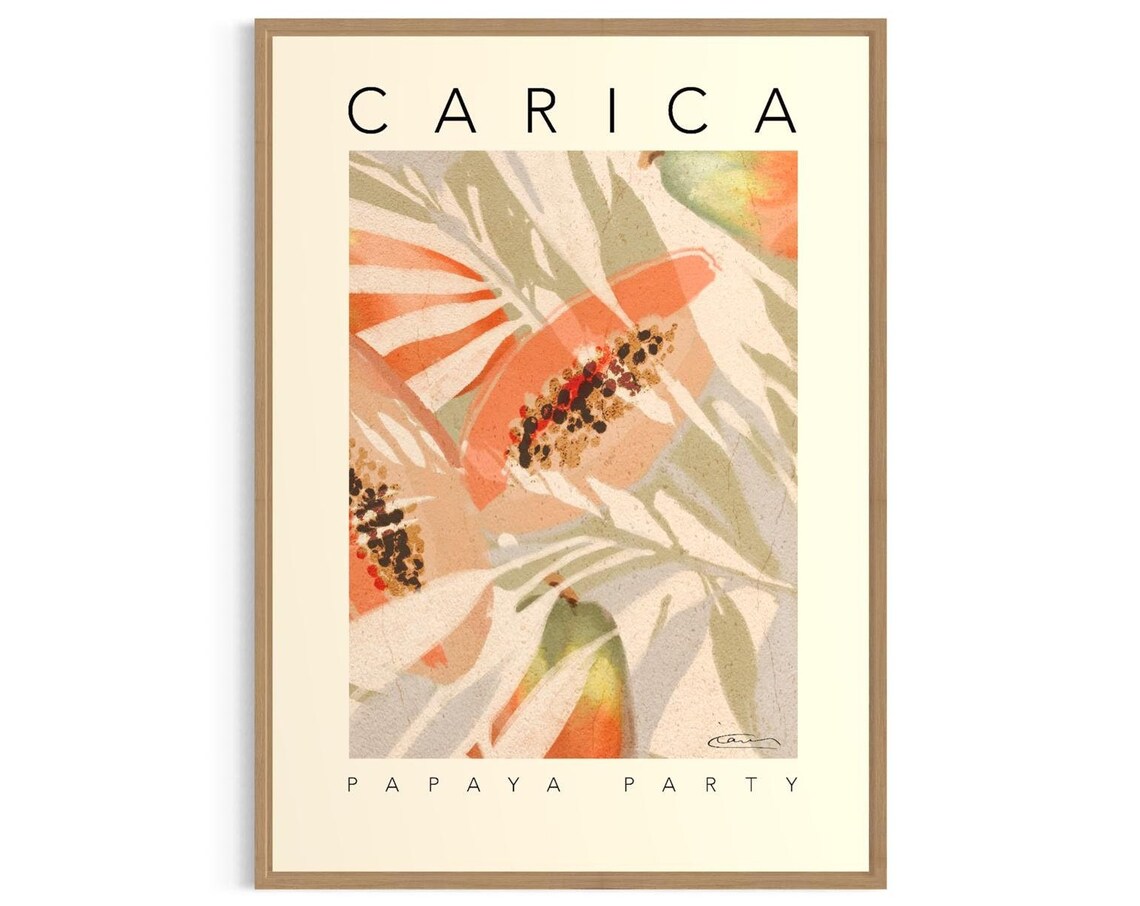 Carica Print Papaya Wall Art Fruit Poster For Home Decor Illustration Citrus Painting