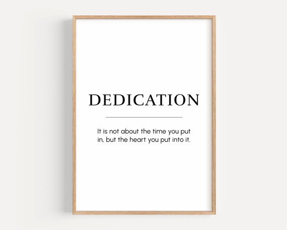 Motivational Wall Art Dedication Inspirational Quote Print Poster Gift For Entrepreneur Office Decor