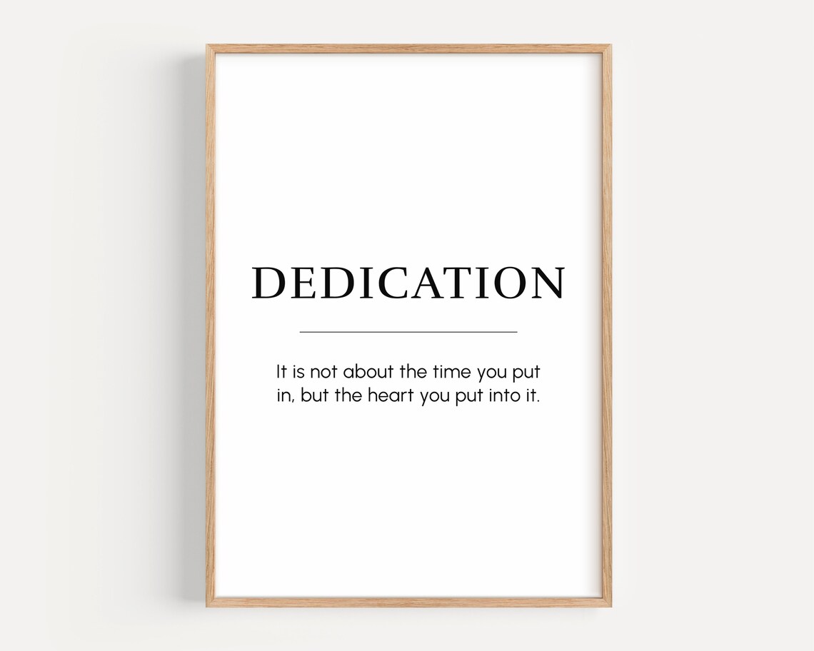 Motivational Wall Art Dedication Inspirational Quote Print Poster Gift For Entrepreneur Office Decor