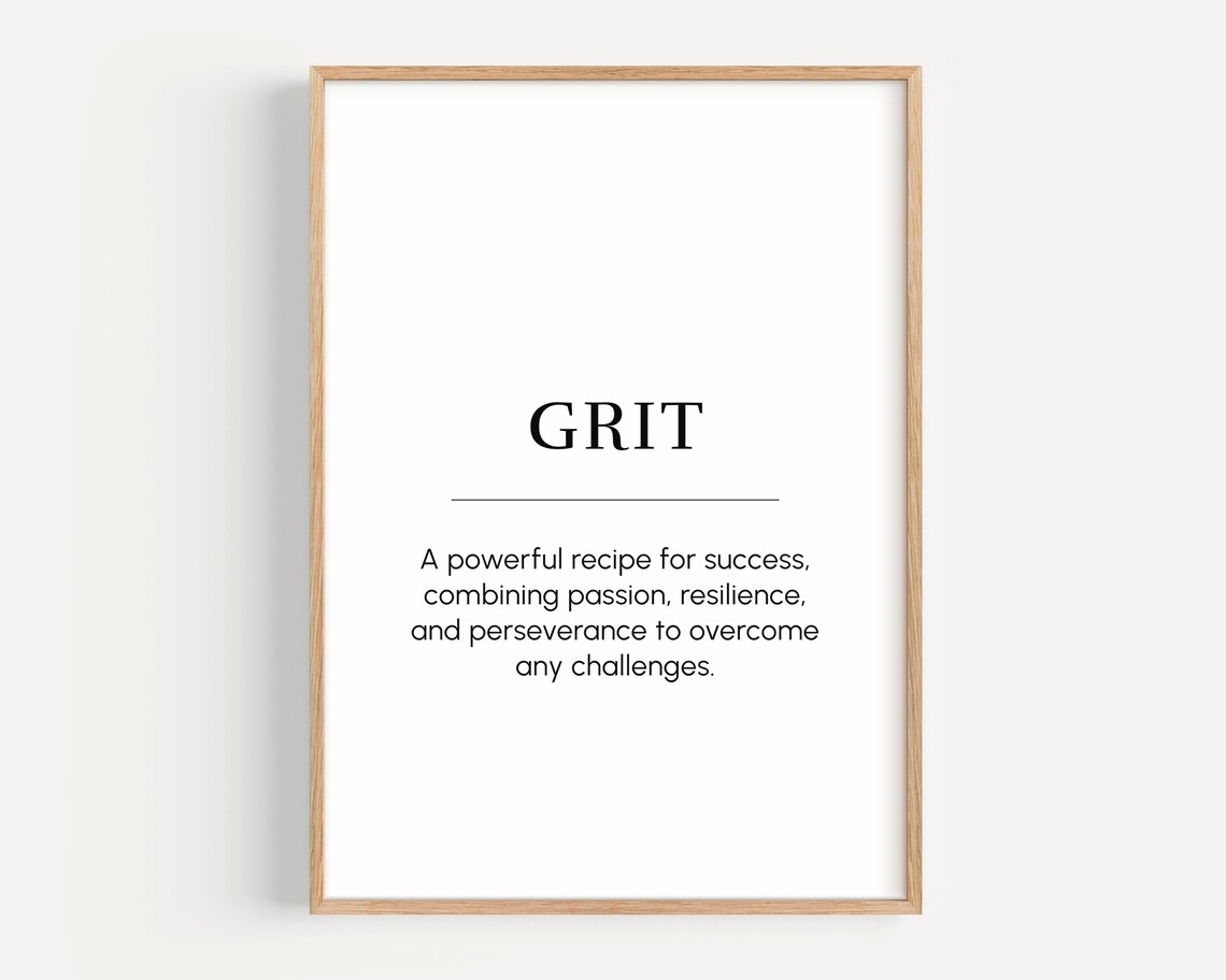 Grit Meaning Motivational Wall Art Perseverance Quote Print Inspiring Gift For Entrepreneur Office Decor