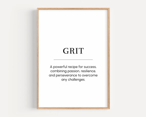 Grit Meaning Motivational Wall Art Perseverance Quote Print Inspiring Gift For Entrepreneur Office Decor