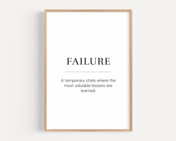 Failure Motivational Wall Art Success Quote Poster Inspirational Word For Entrepreneur Office