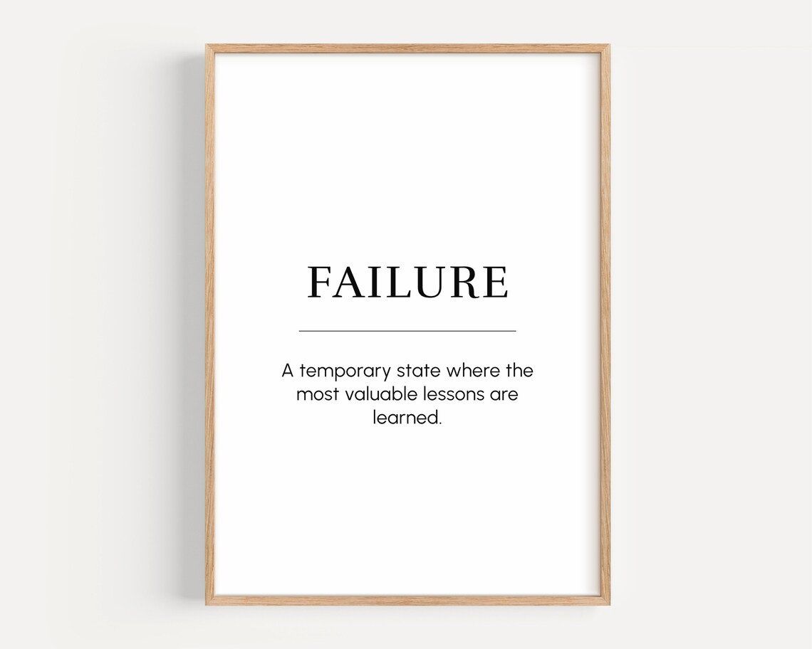 Failure Motivational Wall Art Success Quote Poster Inspirational Word For Entrepreneur Office