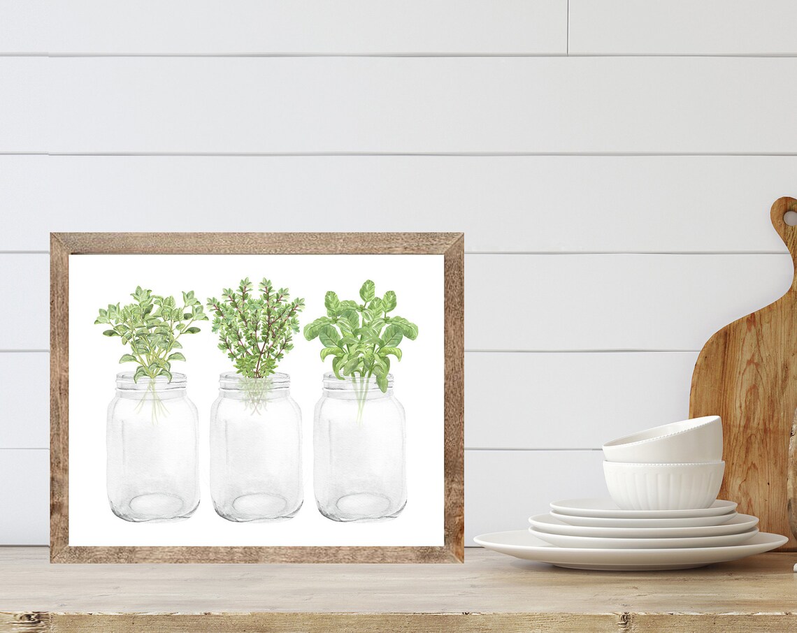 Print And Shipherbs Mason Jars Country Decor