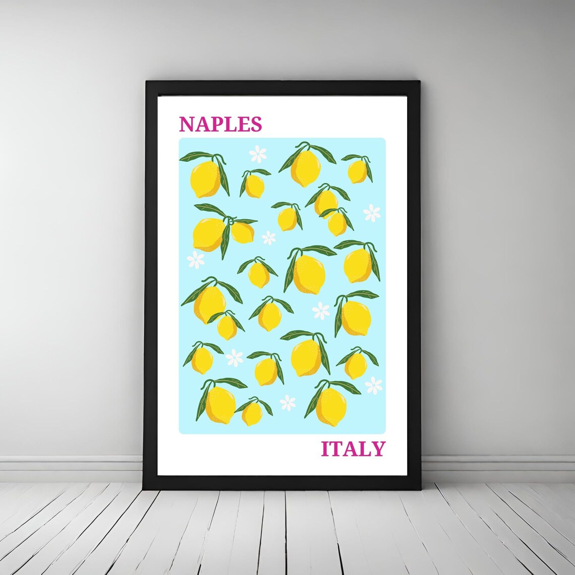 Naples Lemons Travel Poster, Spain Decor