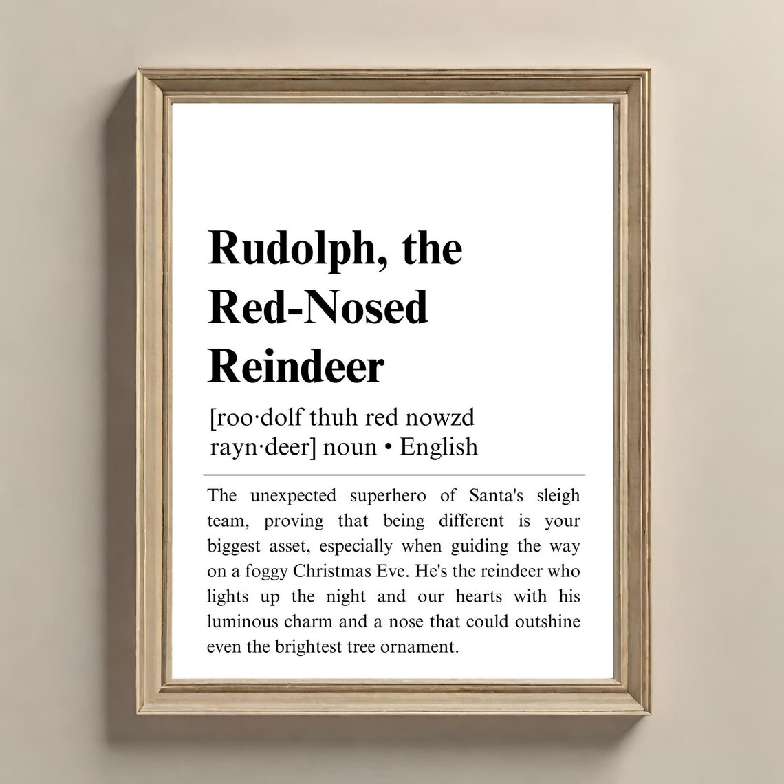 Rudolph the Red-Nosed Reindeer Noun Definition Christmas Poster