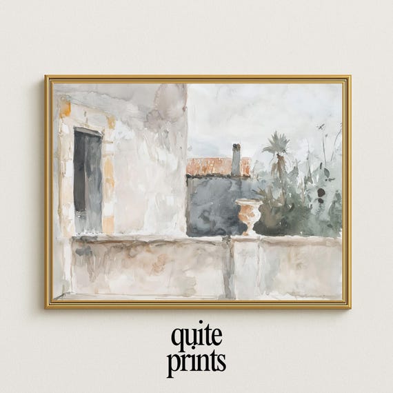 Mediterranean Wall Art Print Rustic Neutral Architecture Painting Minimalist Artwork For Living Room Kitchen Bedroom Or Gallery