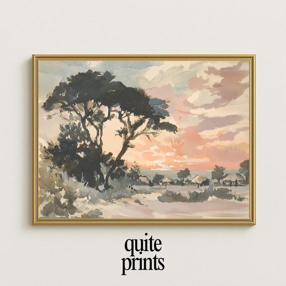 Vintage Countryside Landscape Wall Art Classic Nature Trees Home Decor