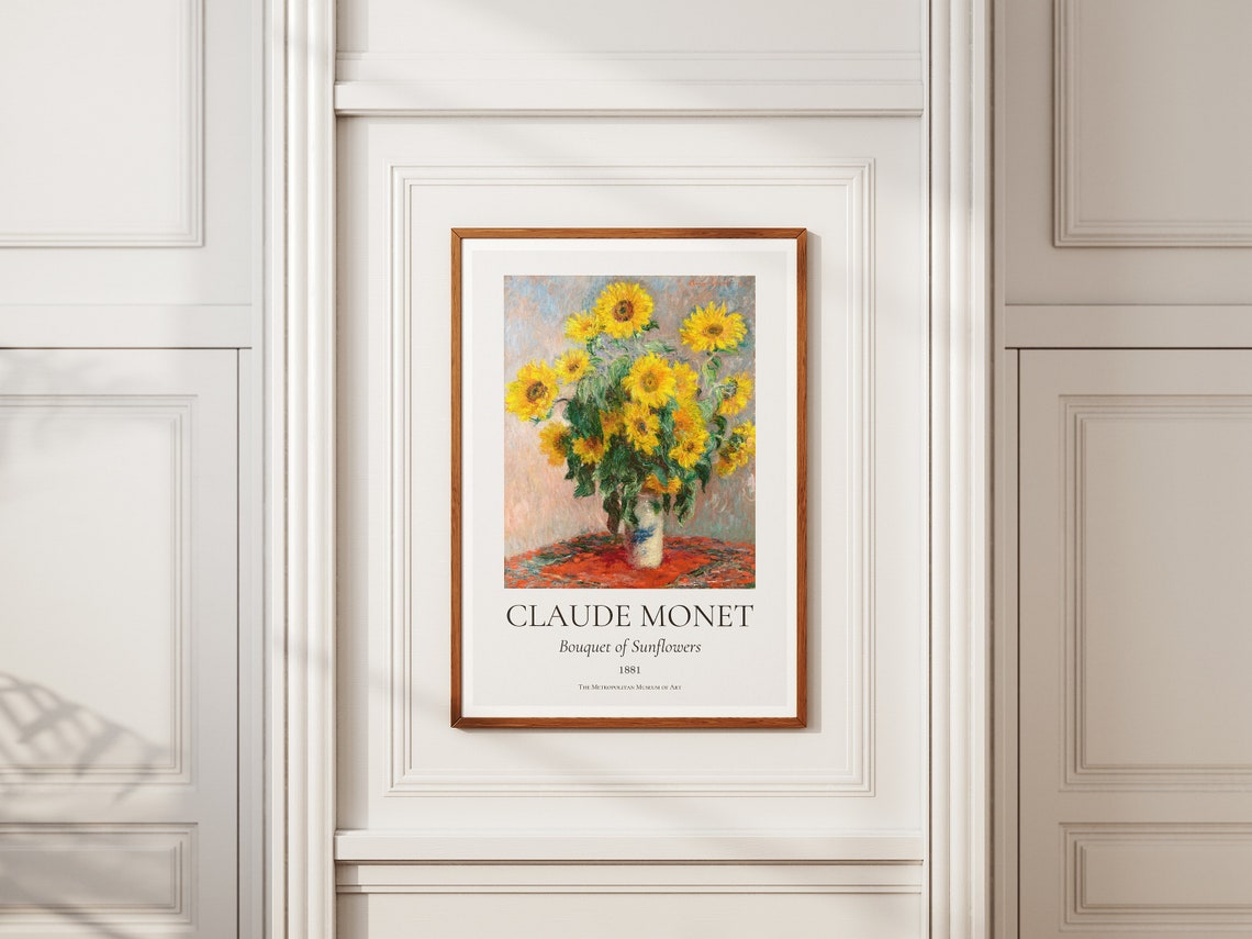 Claude Monet Bouquet Of Sunflowers 1881 Museum Exhibition Wall Art - Image 6