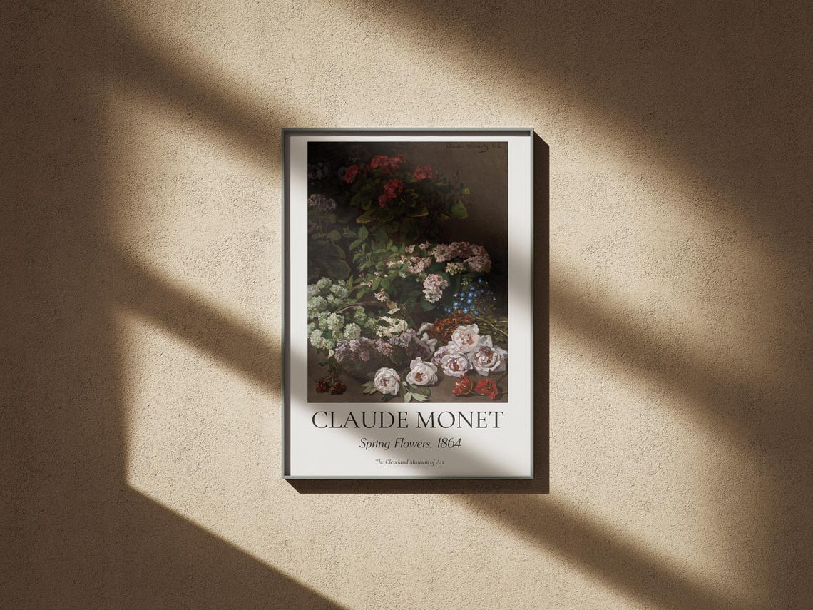 Monet Spring Flowers 1864 Dark Floral Still Life Bouquet Art Poster - Image 5