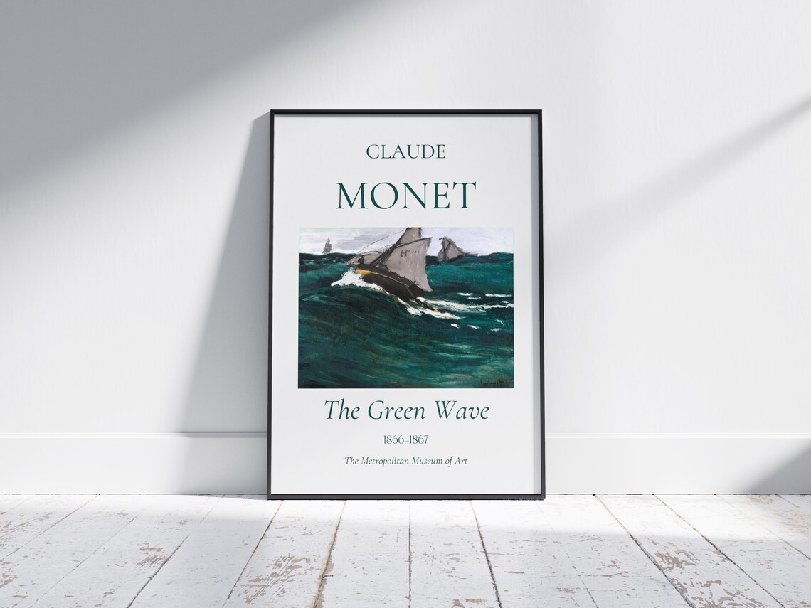 Monet-Inspired Green Wave Nautical Art Poster - Image 7