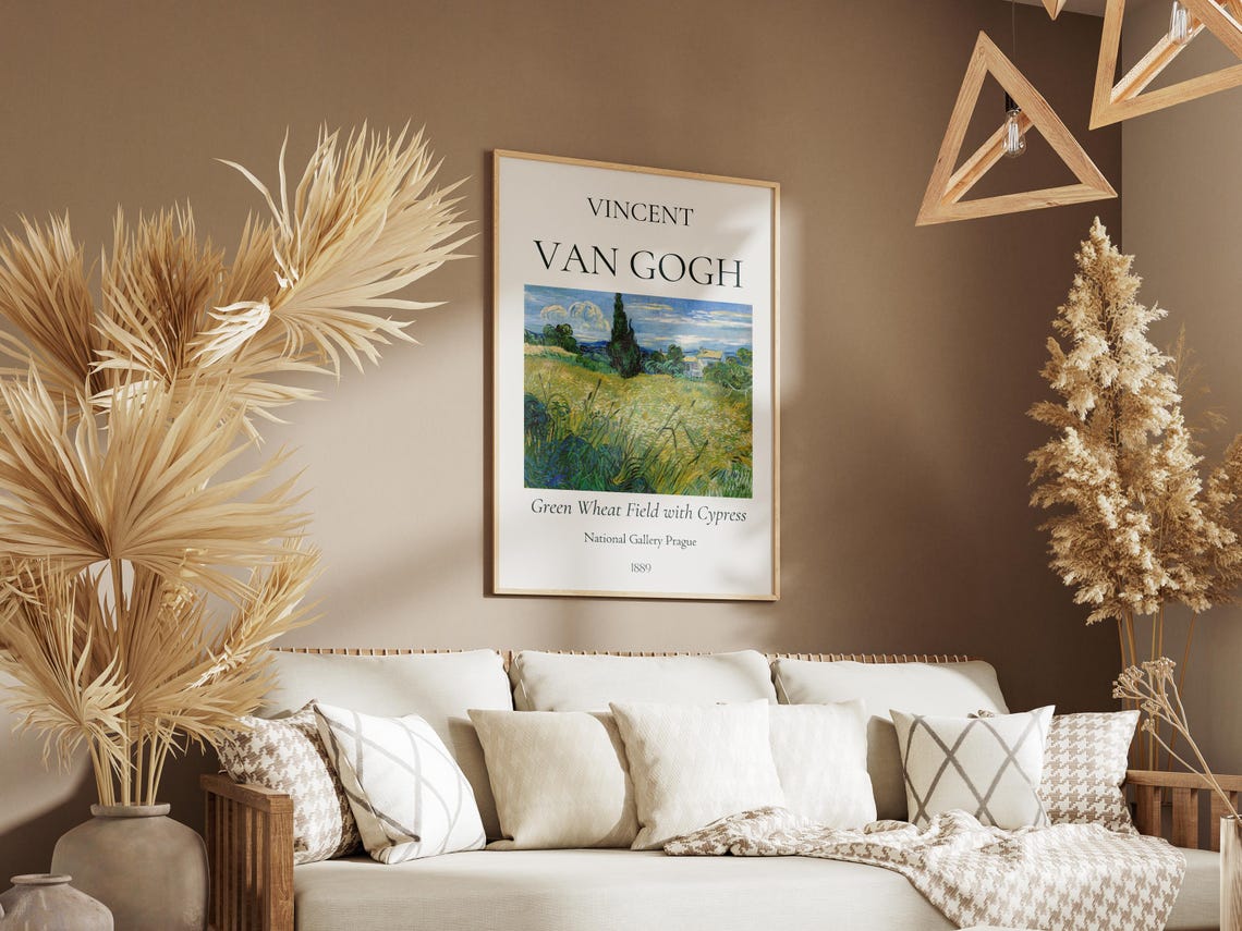 Van Gogh Green Wheat Field with Cypress 1889 Summer Art Print Poster - Image 3