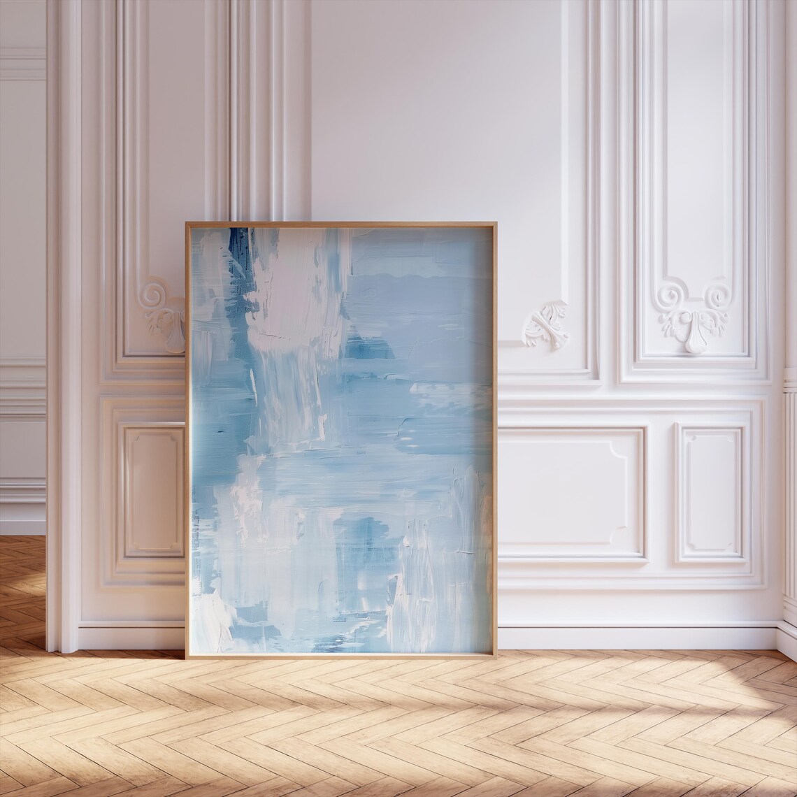 Minimalist Scandinavian Abstract Poster, Cool Blue Tones