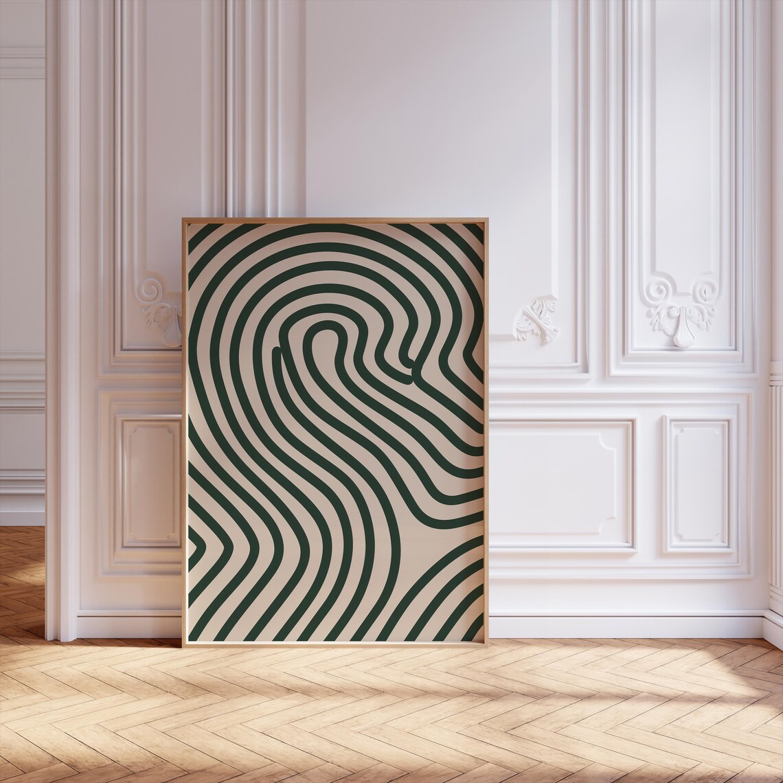 Neutral Minimalist Line Art, Scandinavian Abstract Wave