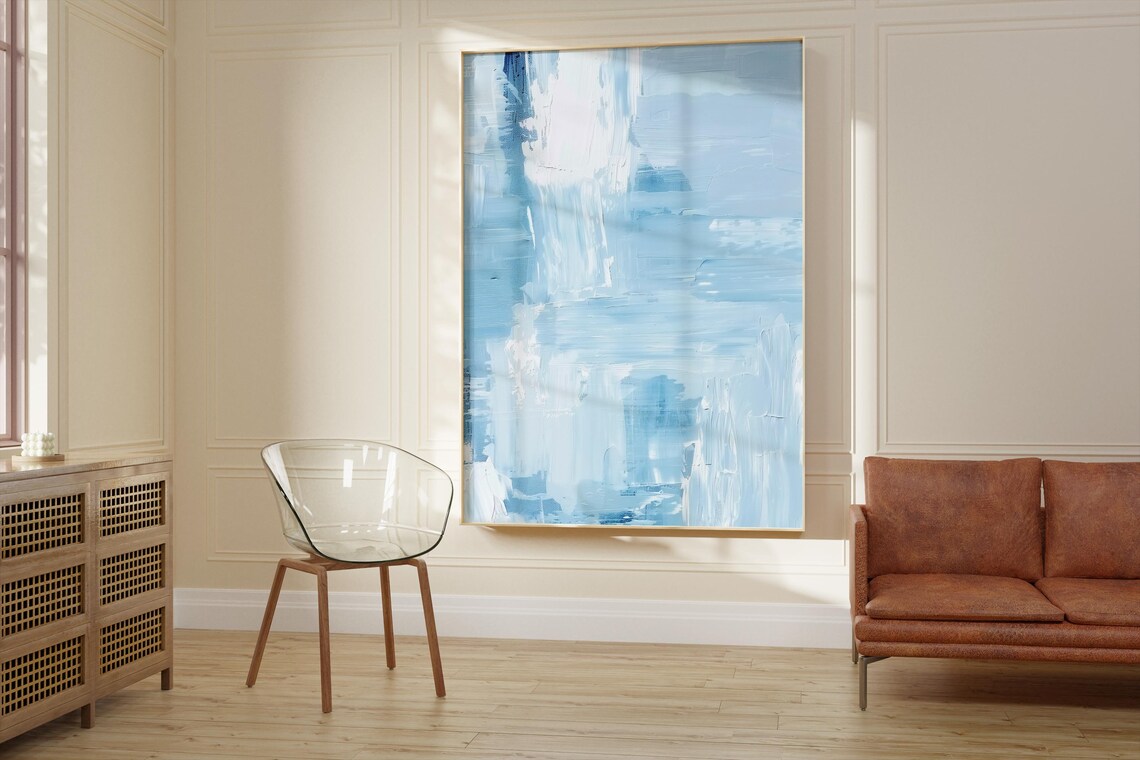 Minimalist Scandinavian Abstract Poster, Cool Blue Tones - Image 2