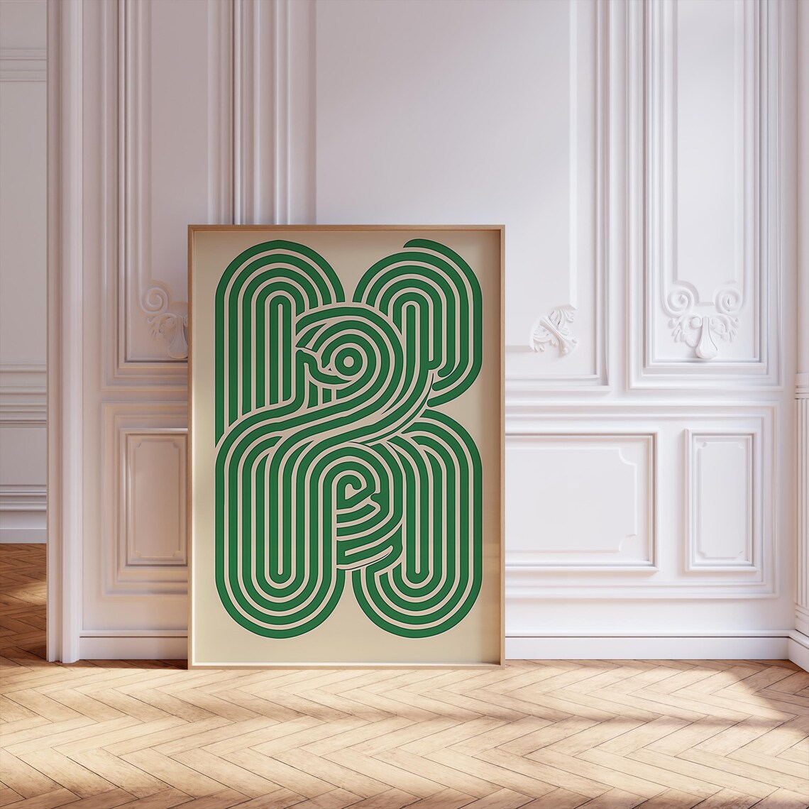 Scandinavian Minimalist Line Art, Abstract Maze Design