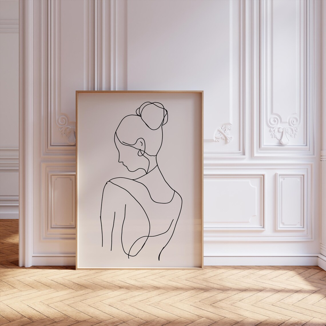 Scandinavian Minimalist Line Art, Female Silhouette